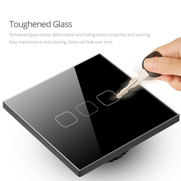 1/23/ Gang 1 Way Recessed  Wall Touch Sensor Switch with Crystal Glass Panel