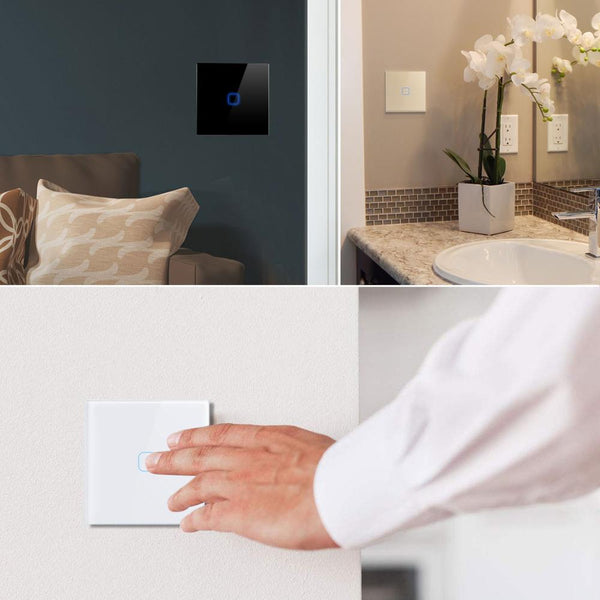1/23/ Gang 1 Way Recessed  Wall Touch Sensor Switch with Crystal Glass Panel