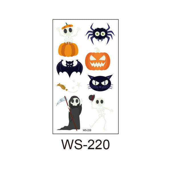 Fluorescence Temporary Halloween Tattoo Sticker For Kids