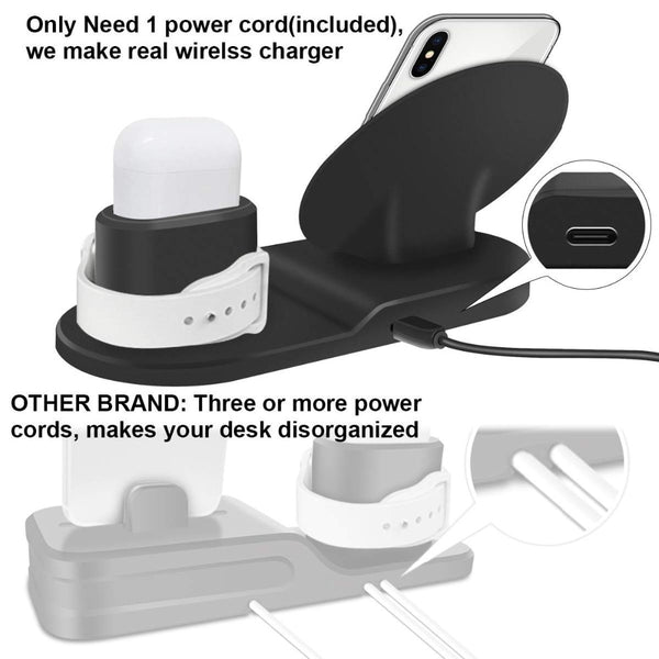 Wireless Charger Stand for iPhone AirPods Apple Watch, Charge Dock Station Charger for Apple Watch Series 4/3/2/1 iPhone X 8 XS