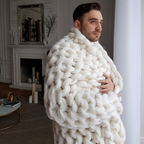 Warm Soft Thick Hand Weaving Crochet Knitted Blanket
